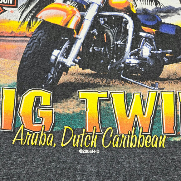 Harley Davidson T-Shirt Aruba Big Twin Made in USA 2XL 2005 Vintage Y2K - Picture 6 of 9